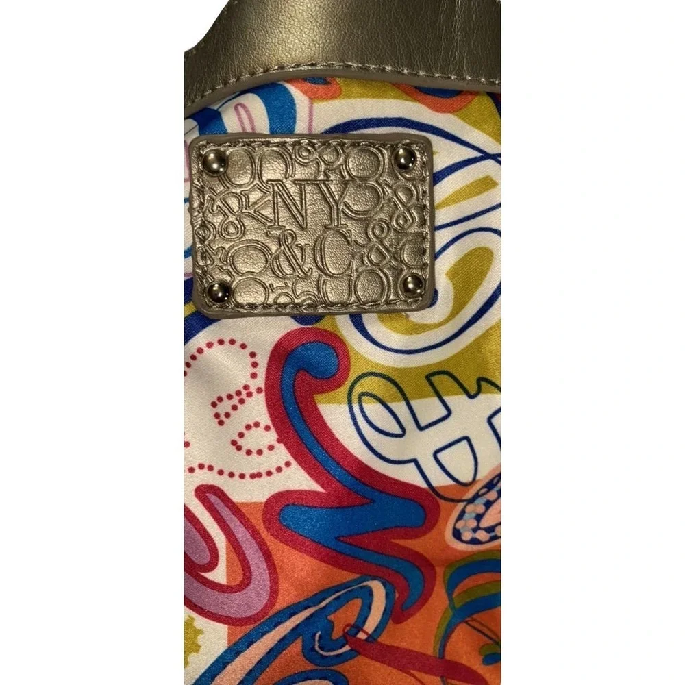 NY&C Metallic Graffiti Print Tote Bag Multicolor Shoulder Purse